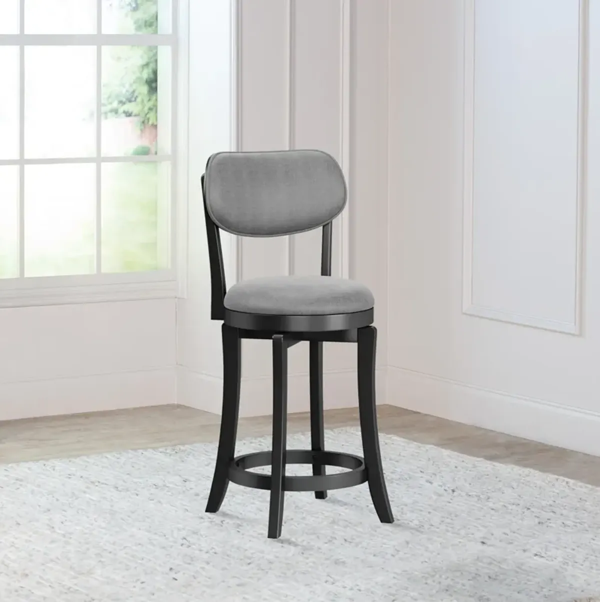 Bari Swivel Counter-Height Stool - Black