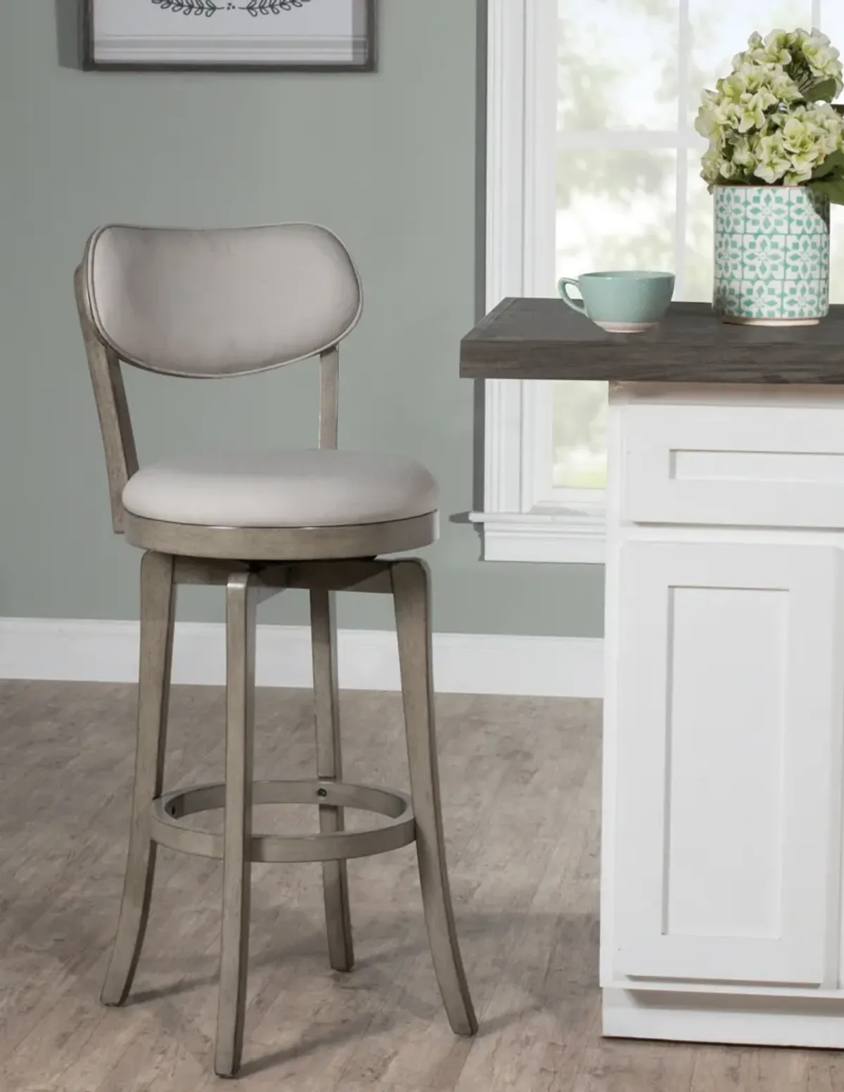 Bari Swivel Counter-Height Stool - Gray