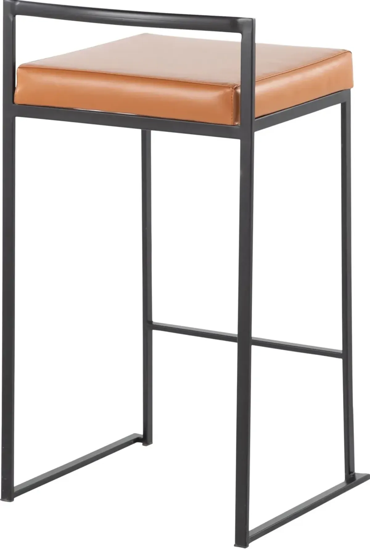 Reine Set of 2 Vegan Leather Counter-Height Stools - Black/Camel