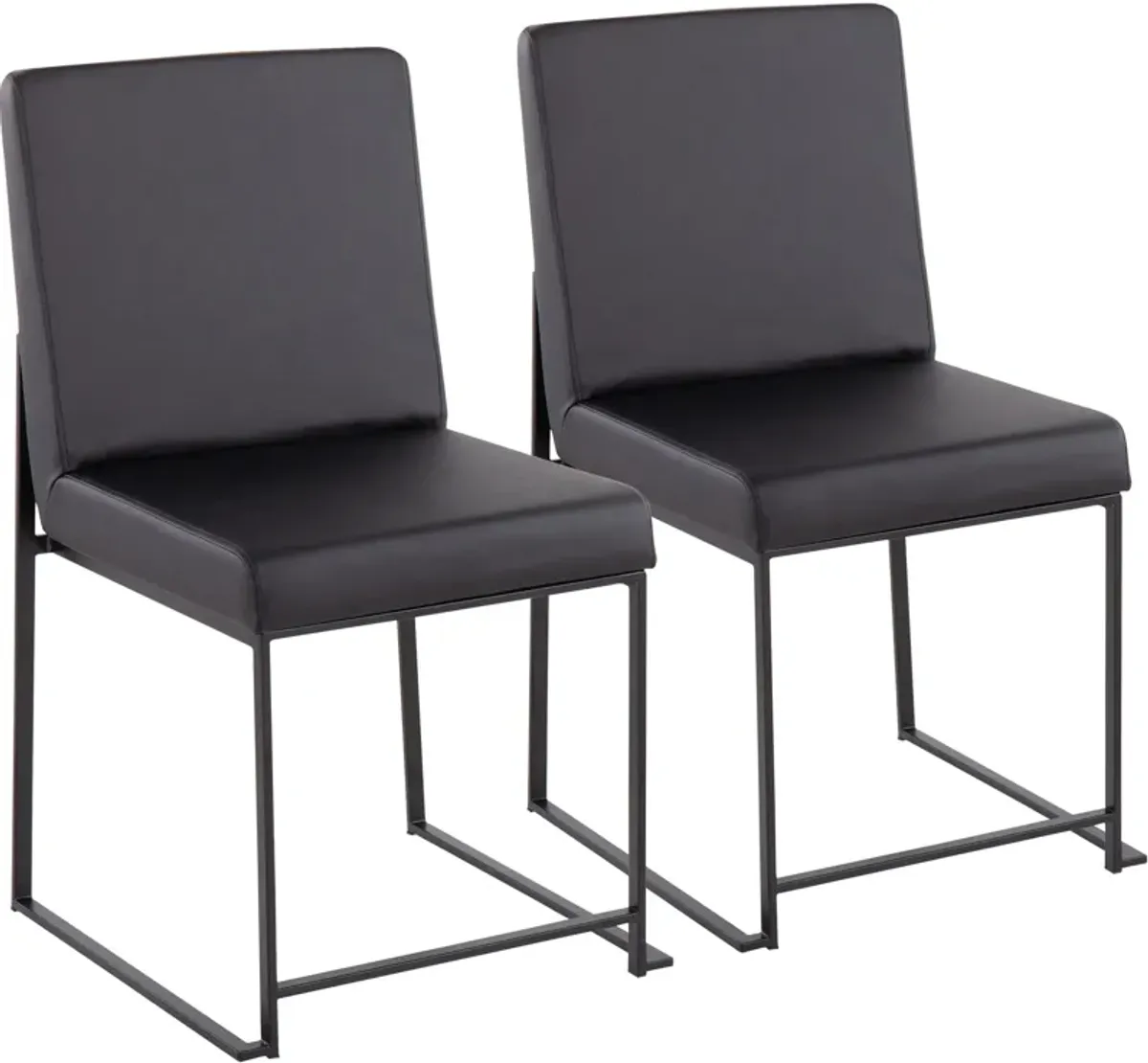 Reine Set of 2 Vegan Leather Dining Chairs - Black/Black