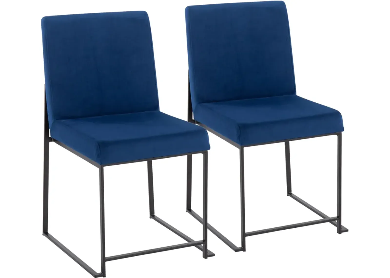 Reine Set of 2 Velvet Dining Chairs - Black/Blue