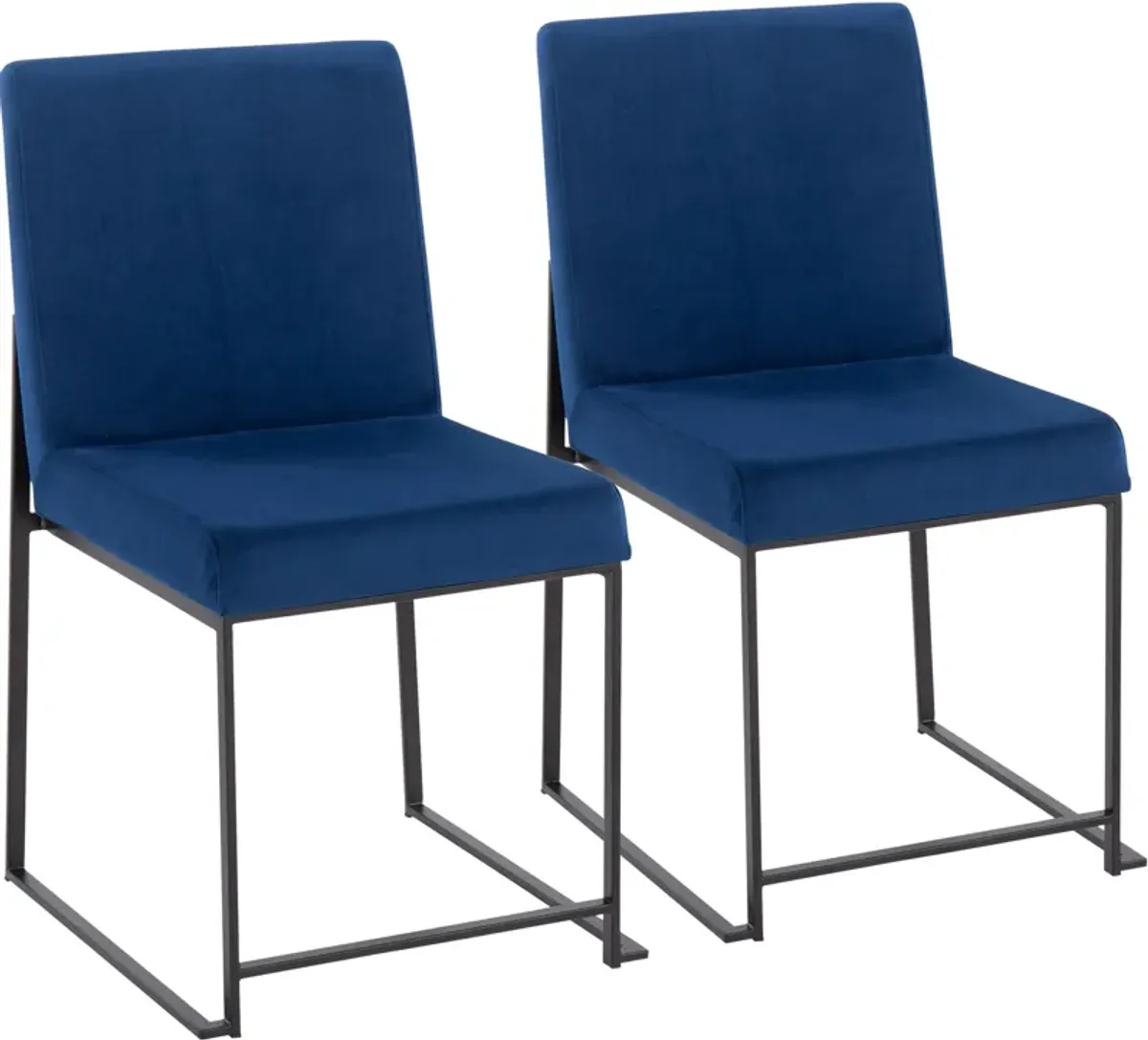 Reine Set of 2 Velvet Dining Chairs - Black/Blue