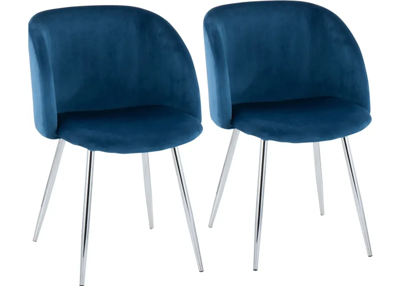 Hermione Set of 2 Dining Chairs - Chrome/Blue