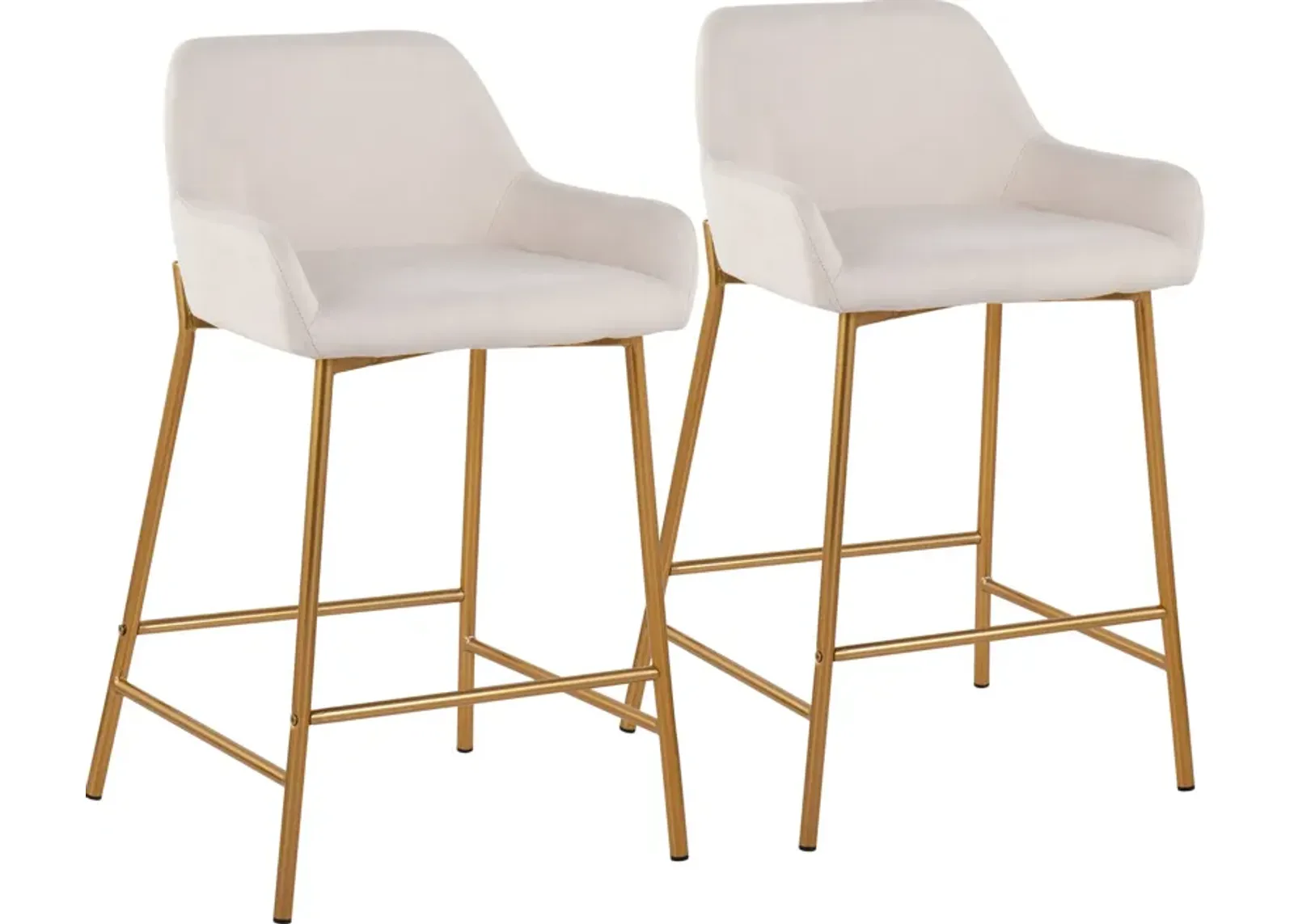 Prague Set of 2 Counter-Height Stools - Gold/Cream