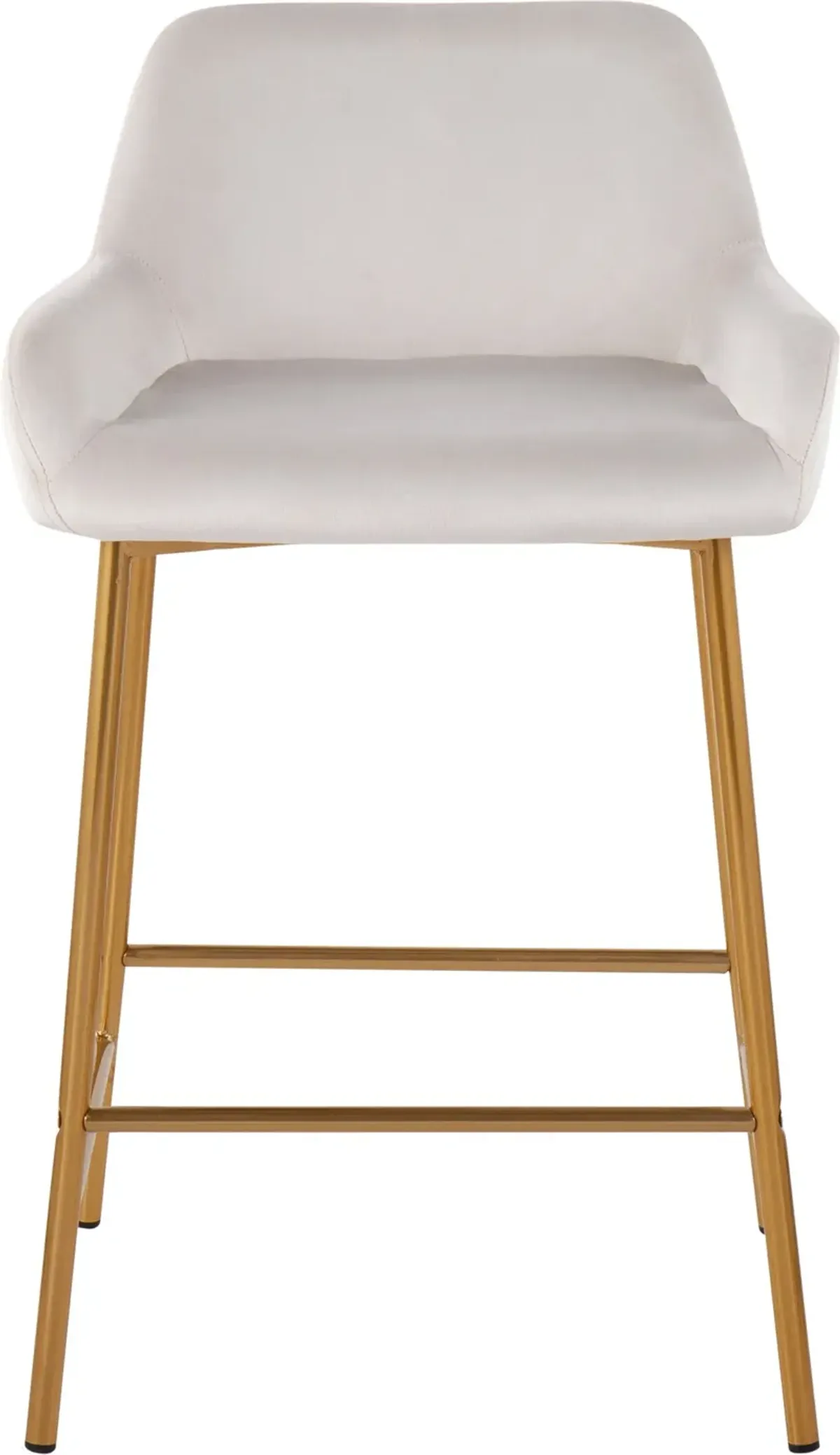 Prague Set of 2 Velvet Counter-Height Stools - Gold/White