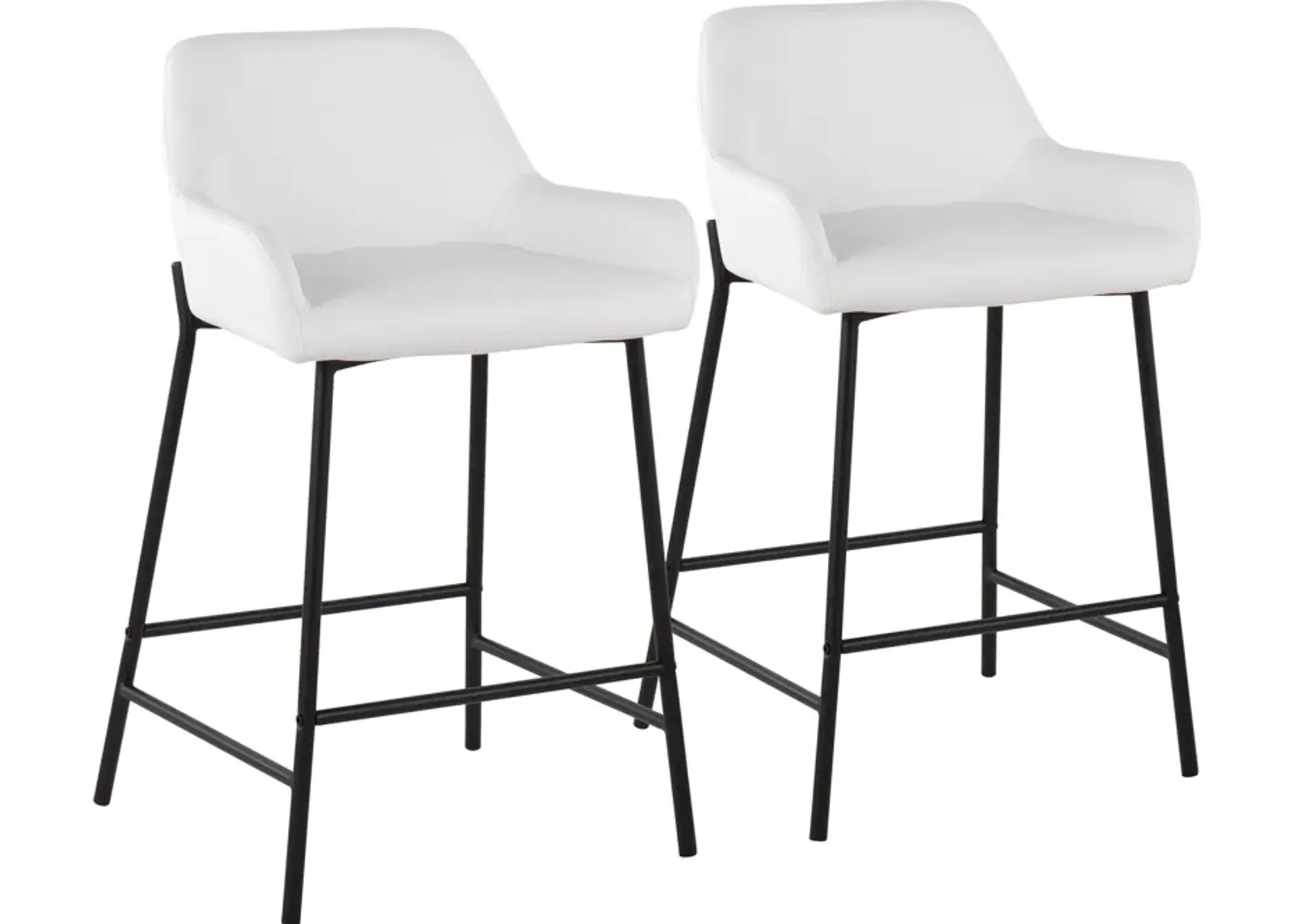 Prague Set of 2 Vegan Leather Counter-Height Stools - Black/White