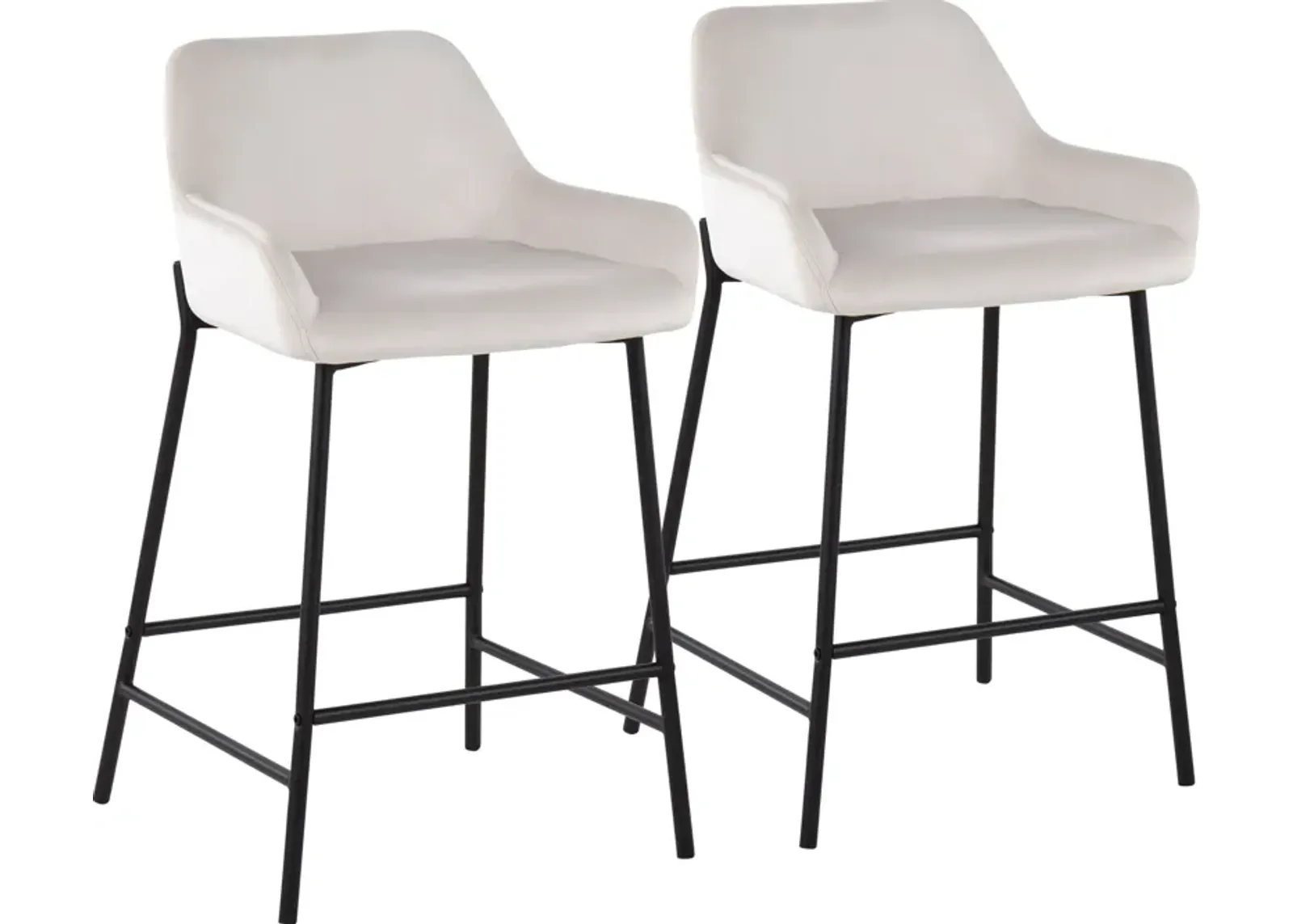 Prague Set of 2 Velvet Counter-Height Stools - Black/White