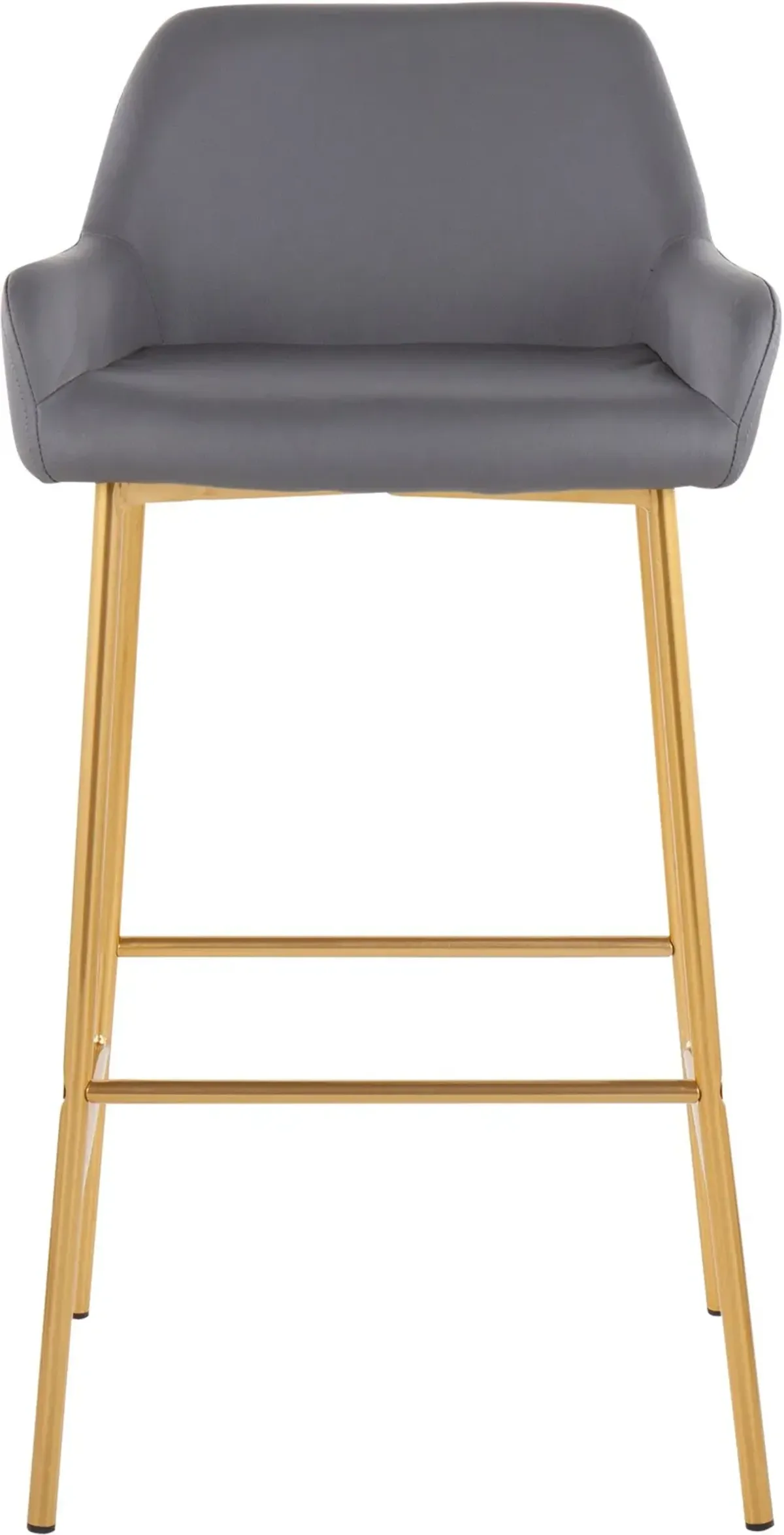 Prague Set of 2 Vegan Leather Bar Stools - Gold/Gray