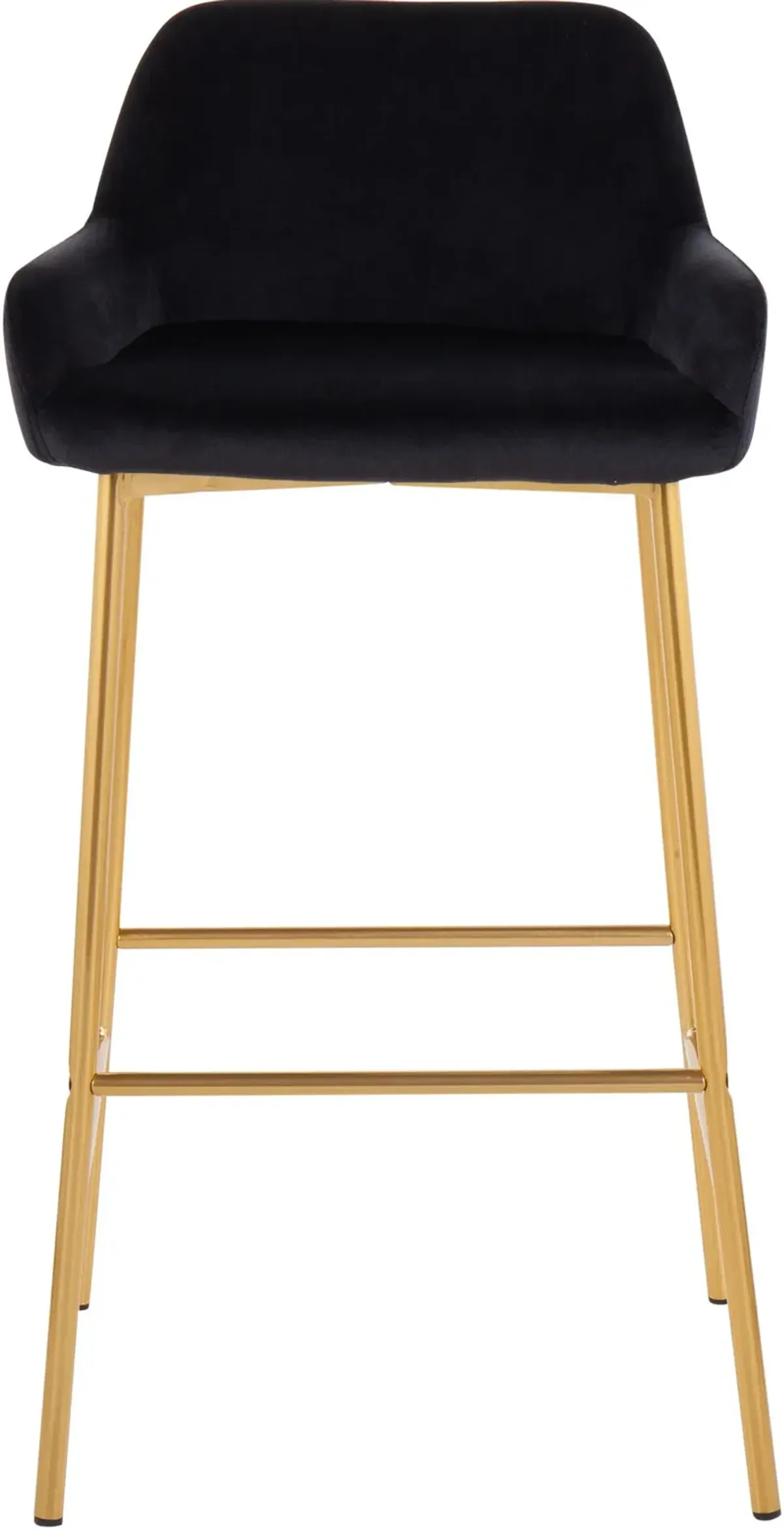 Prague Set of 2 Velvet Bar Stools - Gold/Black