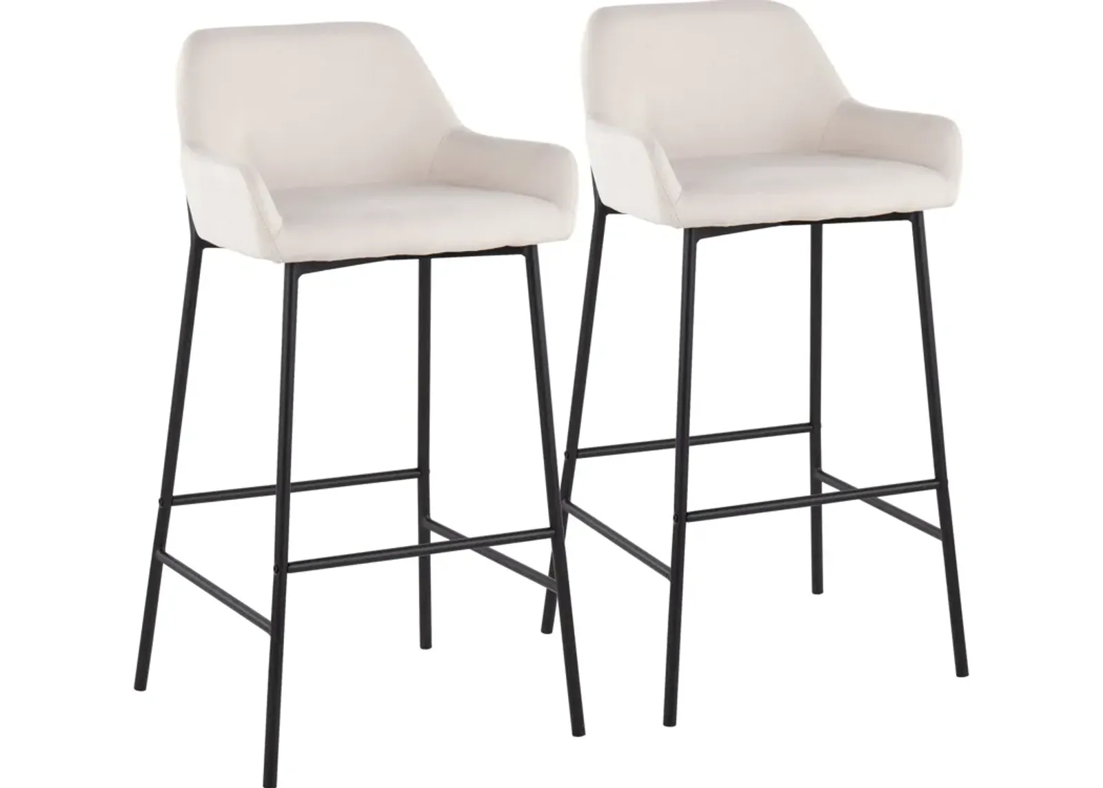 Prague Set of 2 Bar Stools - Black/Cream