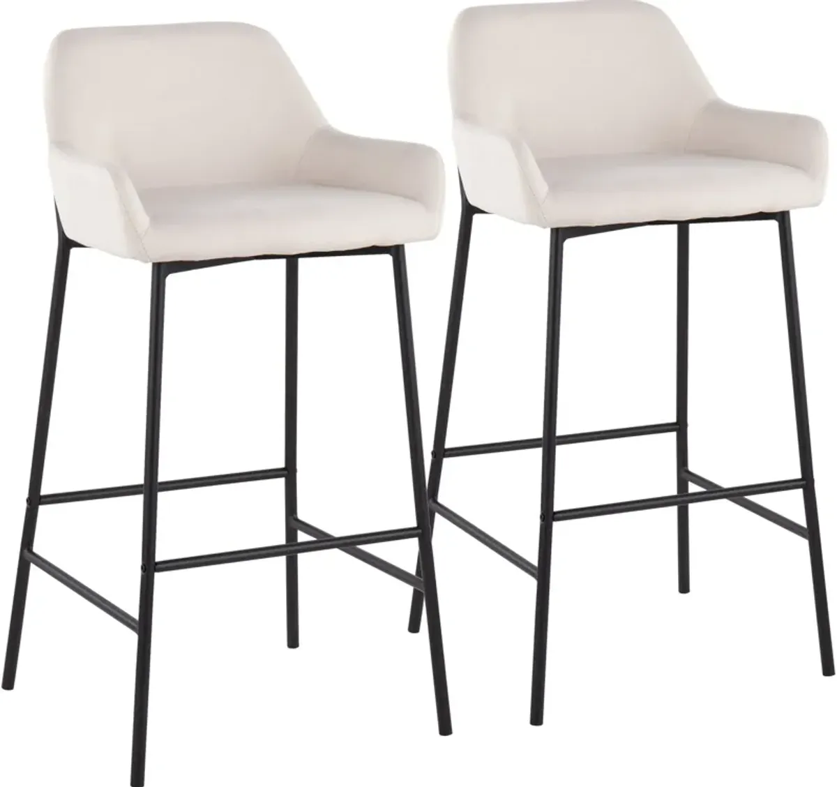 Prague Set of 2 Bar Stools - Black/Cream