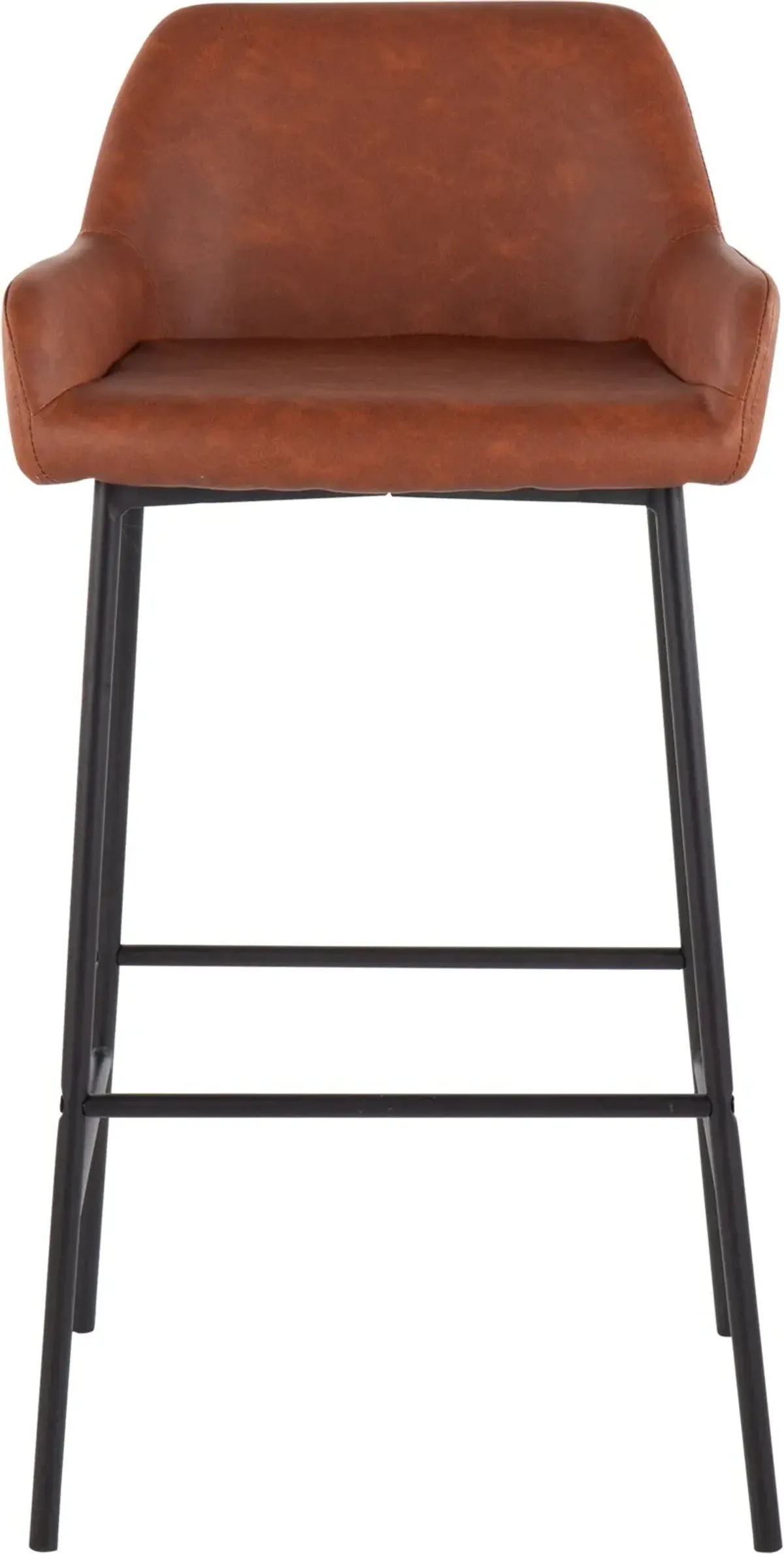 Prague Set of 2 Vegan Leather Bar Stools - Black/Camel