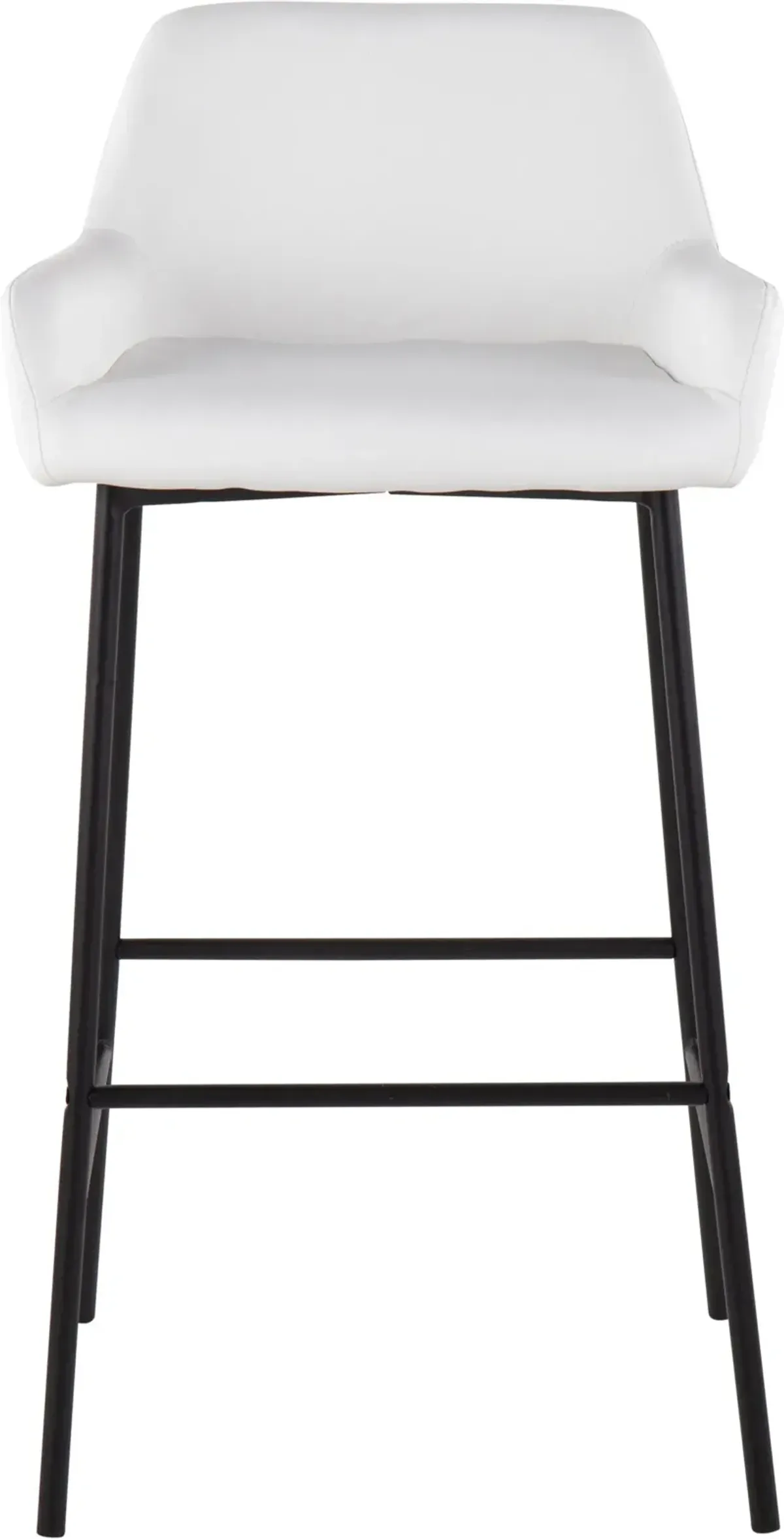 Prague Set of 2 Vegan Leather Bar Stools - Black/White