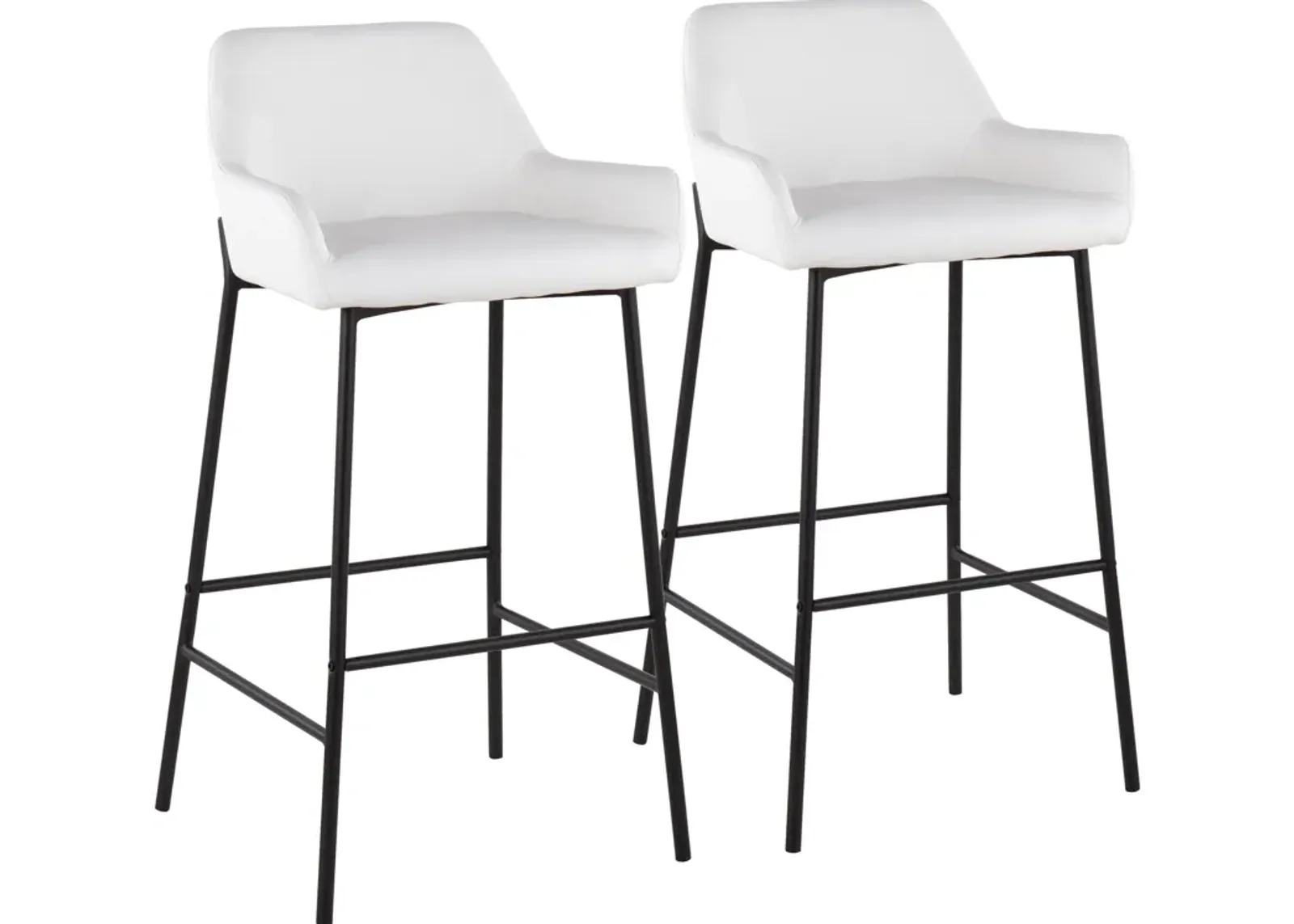 Prague Set of 2 Vegan Leather Bar Stools - Black/White