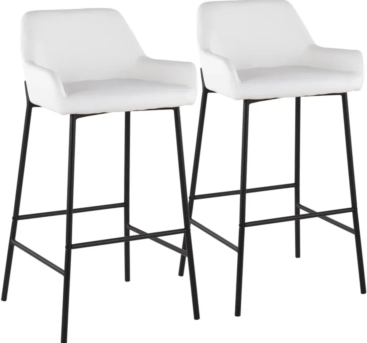 Prague Set of 2 Vegan Leather Bar Stools - Black/White