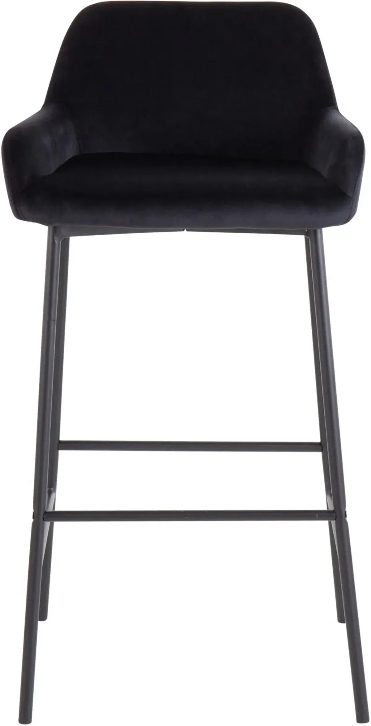 Prague Set of 2 Velvet Bar Stools - Black/Black