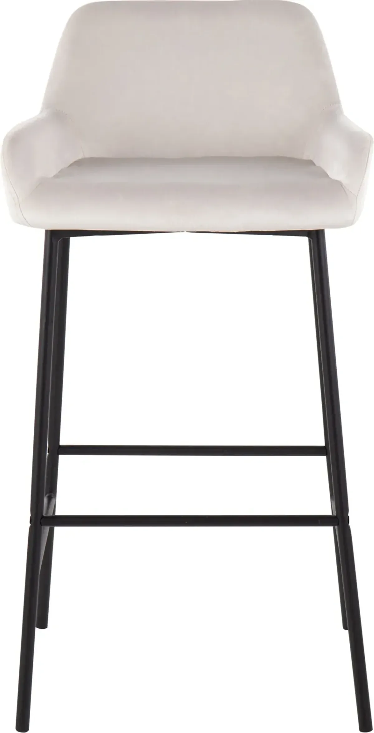 Prague Set of 2 Velvet Bar Stools - Black/White