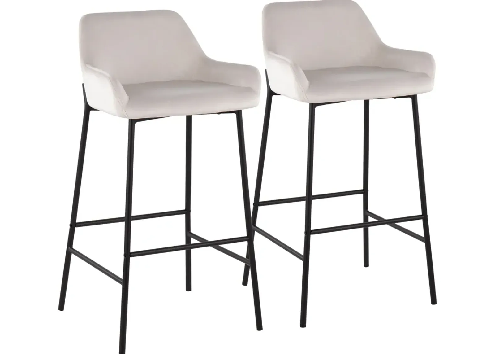 Prague Set of 2 Velvet Bar Stools - Black/White