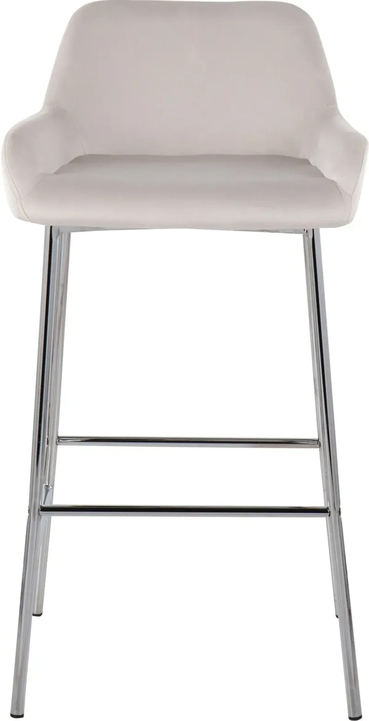 Prague Set of 2 Velvet Bar Stools - Chrome/White