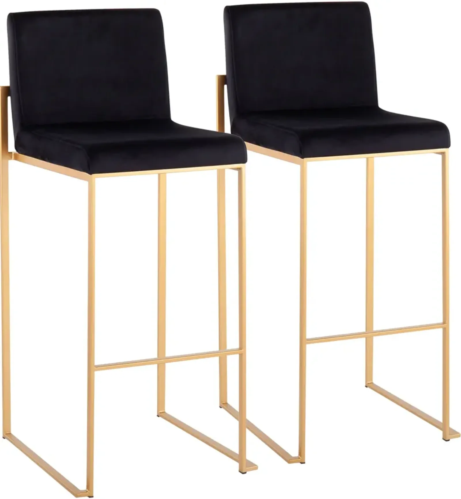 Reine Set of 2 Velvet Bar Stools - Gold/Black