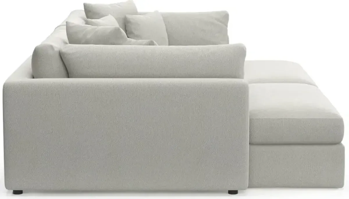 Haven Foam Comfort 2-Piece Media Sofa and 2 Ottomans - Oslo Snow