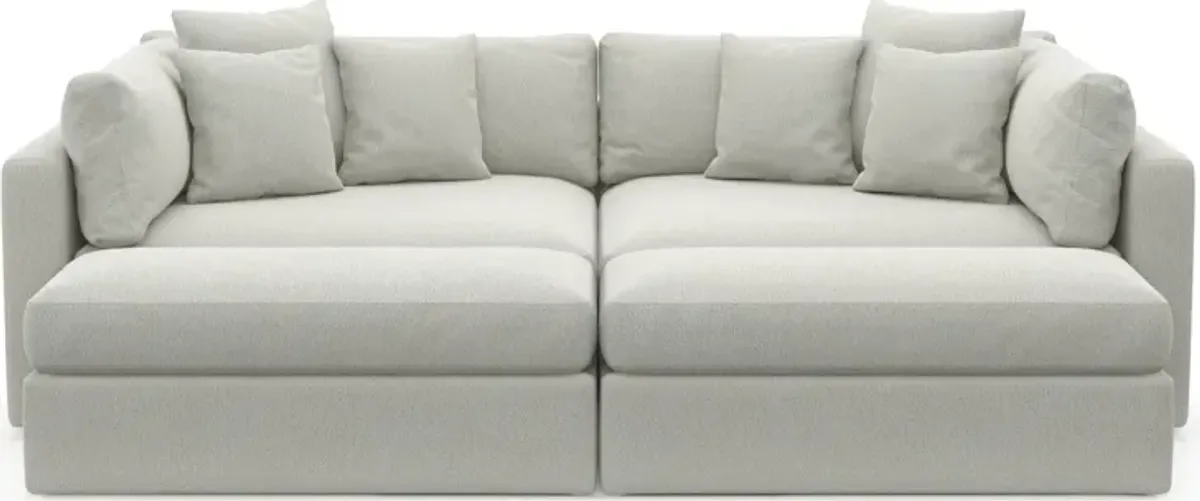 Haven Foam Comfort 2-Piece Media Sofa and 2 Ottomans - Oslo Snow