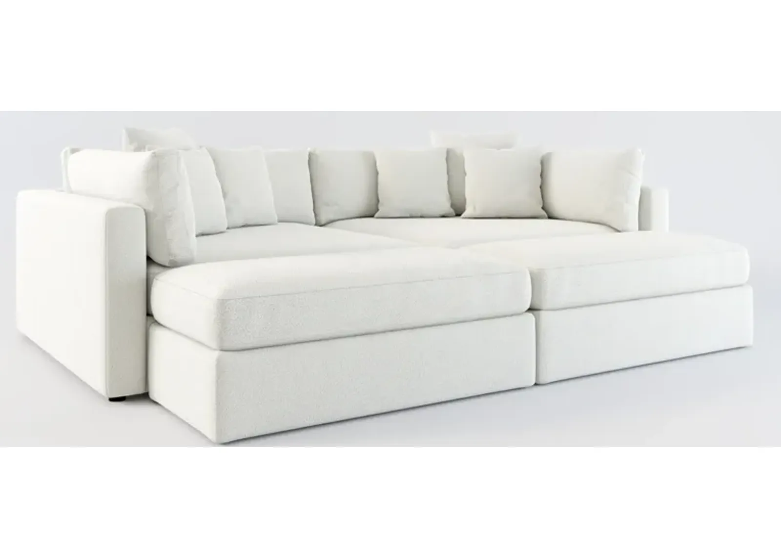 Haven Foam Comfort 2-Piece Media Sofa and 2 Ottomans - Oslo Snow