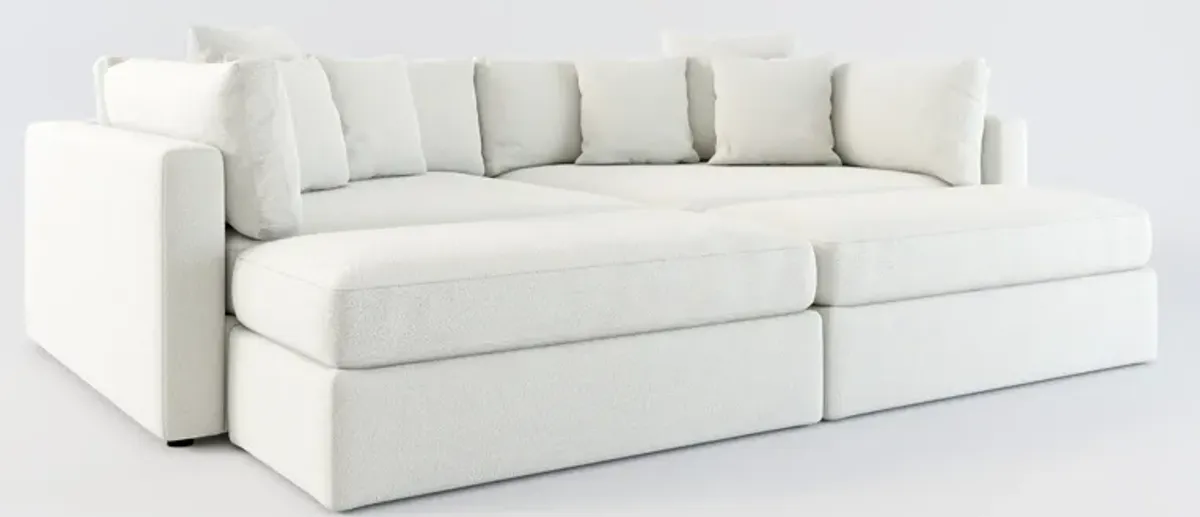 Haven Foam Comfort 2-Piece Media Sofa and 2 Ottomans - Oslo Snow