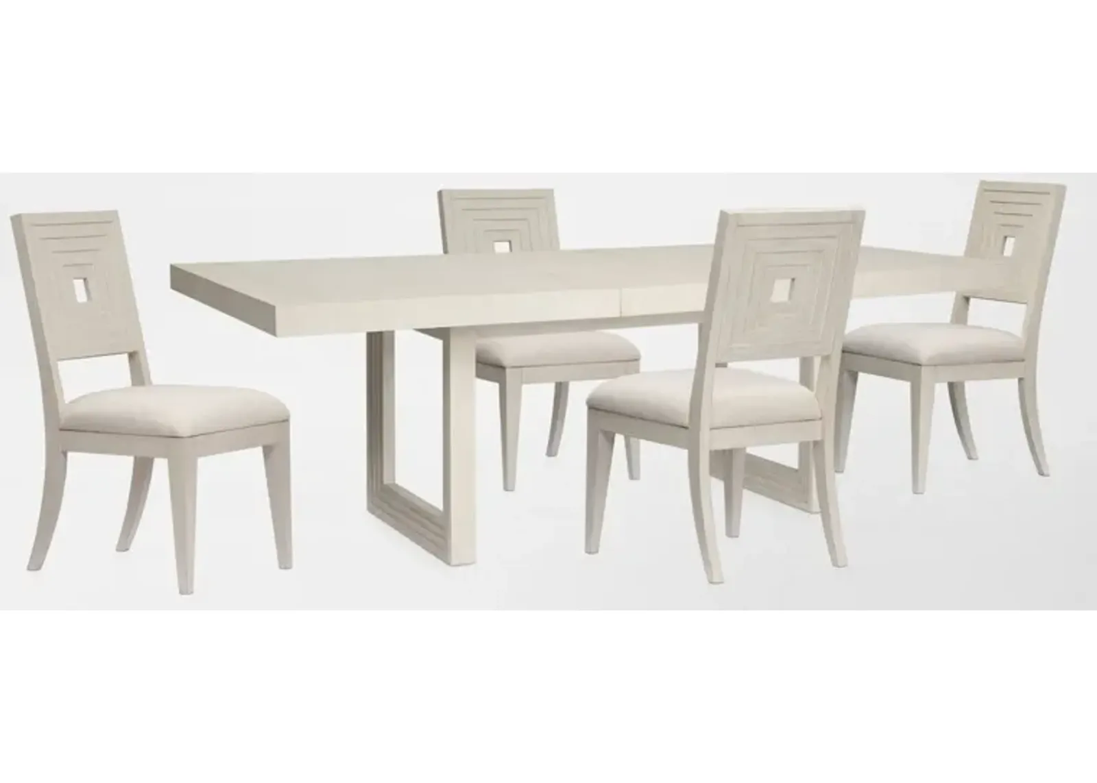 Arielle Extendable Dining Table and 4 Side Chairs - Parchment