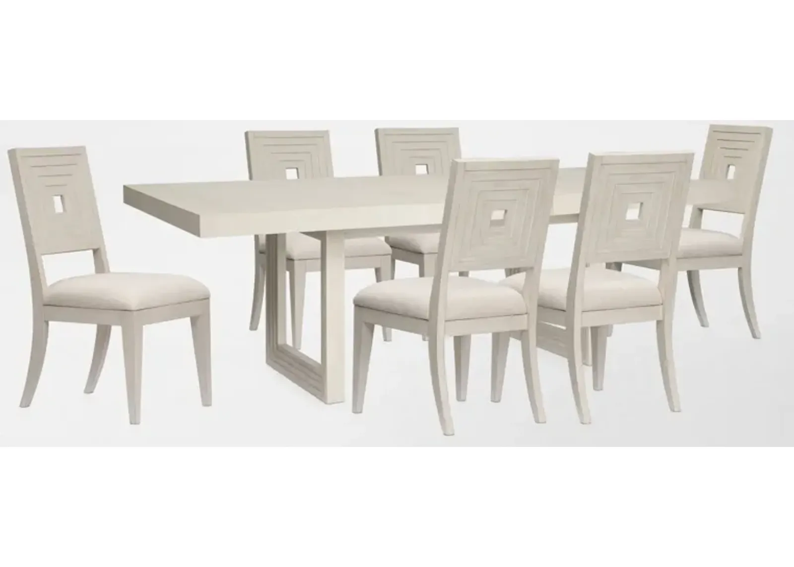 Arielle Extendable Dining Table and 6 Side Chairs - Parchment