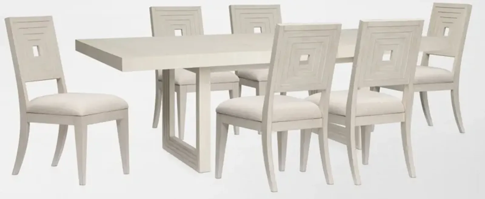 Arielle Extendable Dining Table and 6 Side Chairs - Parchment