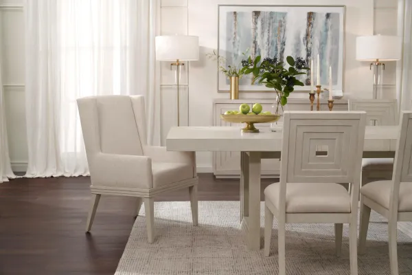 Arielle Extendable Dining Table, 4 Side Chairs and 2 Host Chairs - Parchment