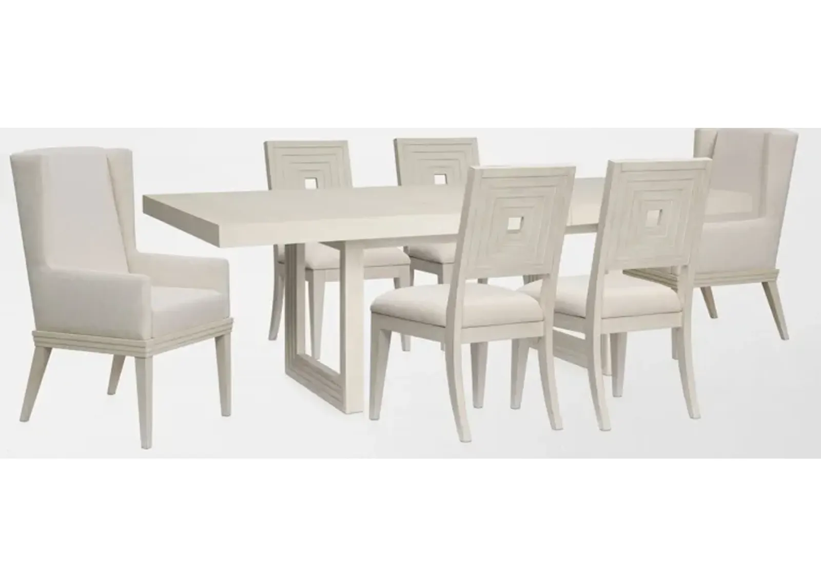 Arielle Extendable Dining Table, 4 Side Chairs and 2 Host Chairs - Parchment