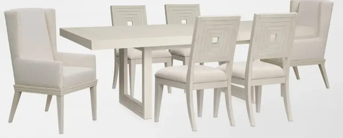 Arielle Extendable Dining Table, 4 Side Chairs and 2 Host Chairs - Parchment