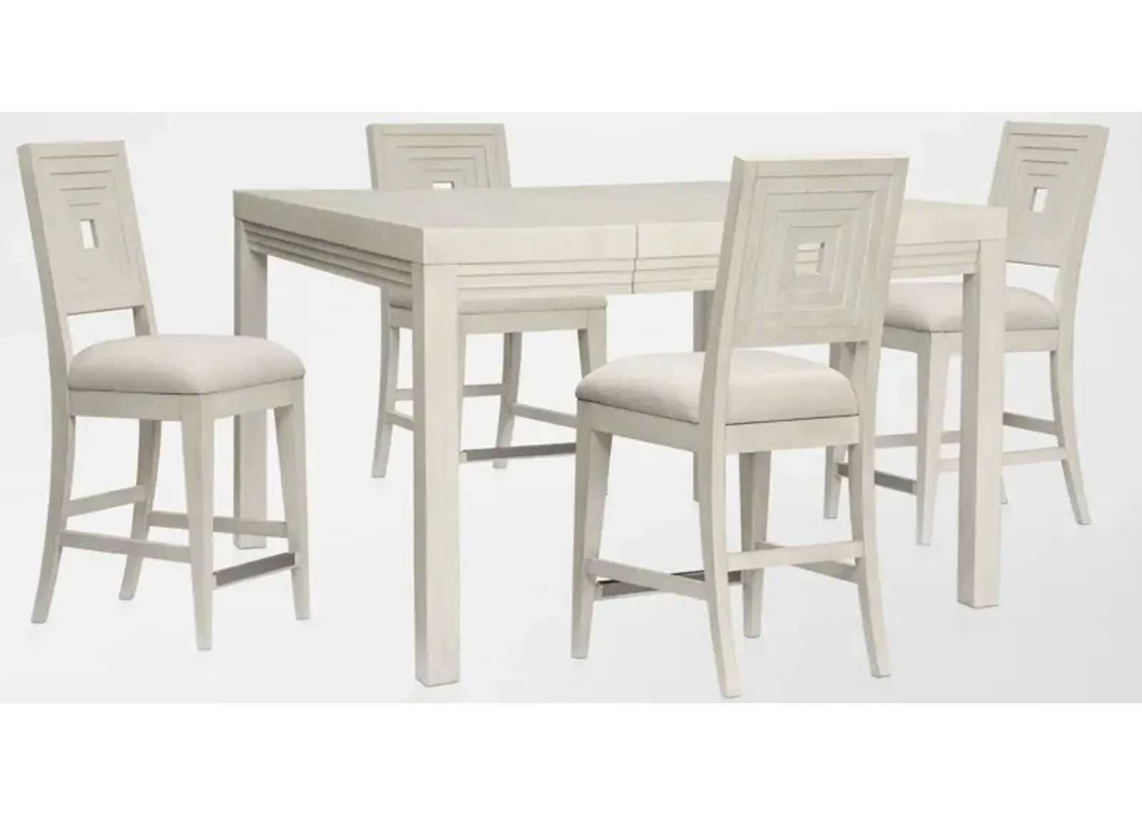 Arielle Counter-Height Extendable Dining Table and 4 Counter-Height Stools - Parchment