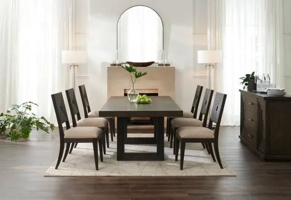 Arielle Extendable Dining Table and 6 Side Chairs - Tobacco