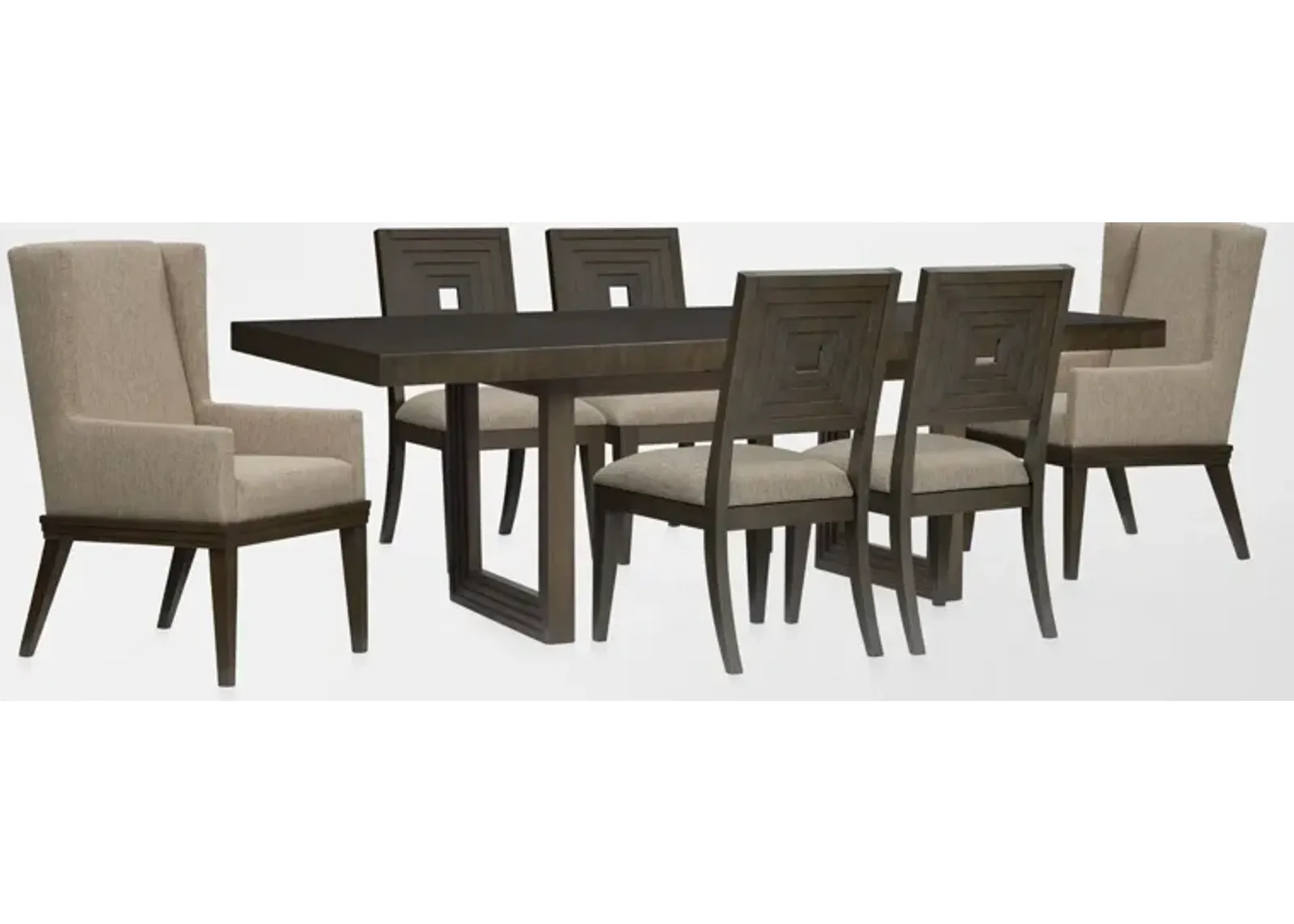 Arielle Extendable Dining Table, 4 Side Chairs and 2 Host Chairs - Tobacco