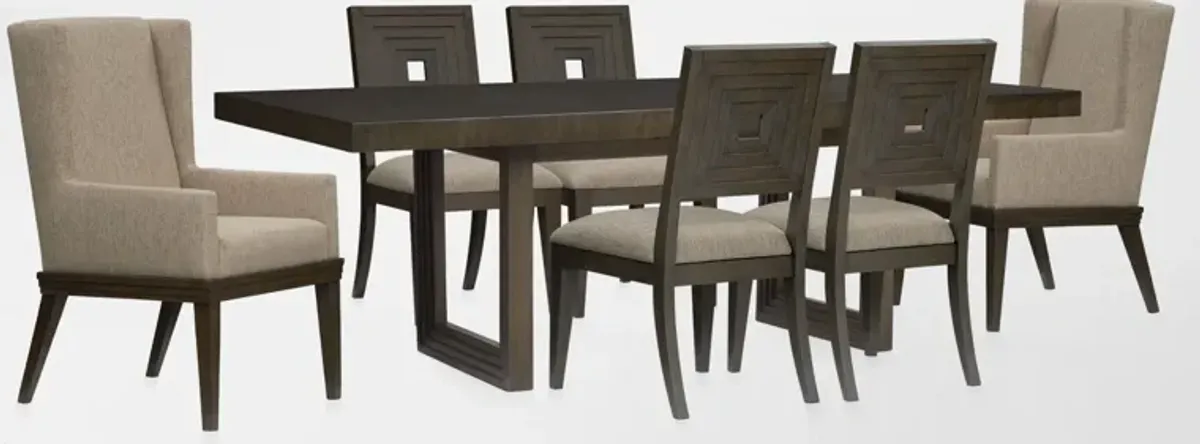 Arielle Extendable Dining Table, 4 Side Chairs and 2 Host Chairs - Tobacco