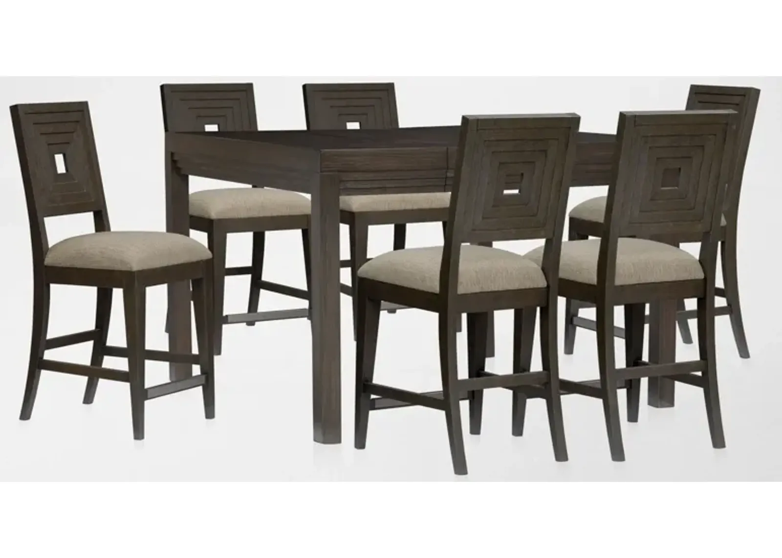 Arielle Counter-Height Extendable Dining Table and 6 Counter-Height Stools - Tobacco