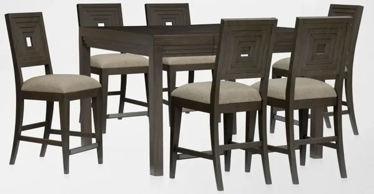 Arielle Counter-Height Extendable Dining Table and 6 Counter-Height Stools - Tobacco