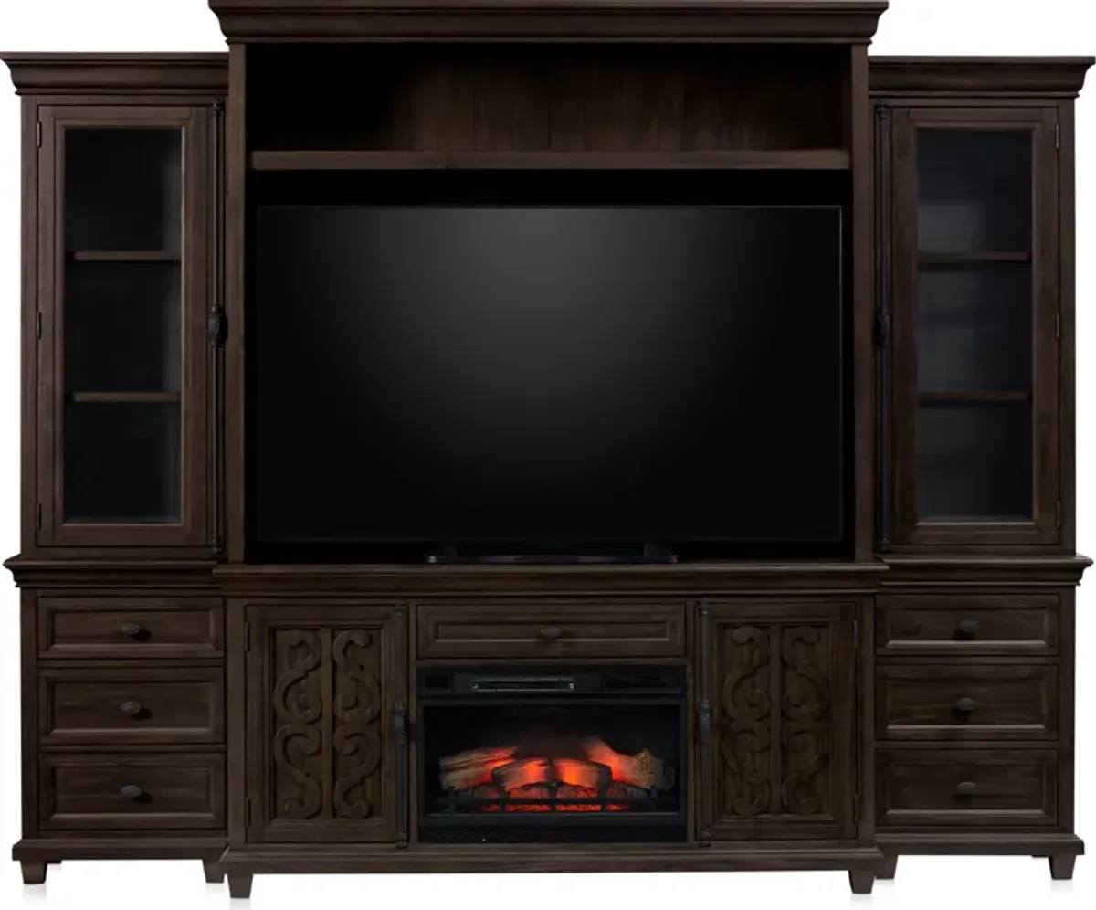 Charthouse Entertainment Wall with Traditional Fireplace - Charcoal