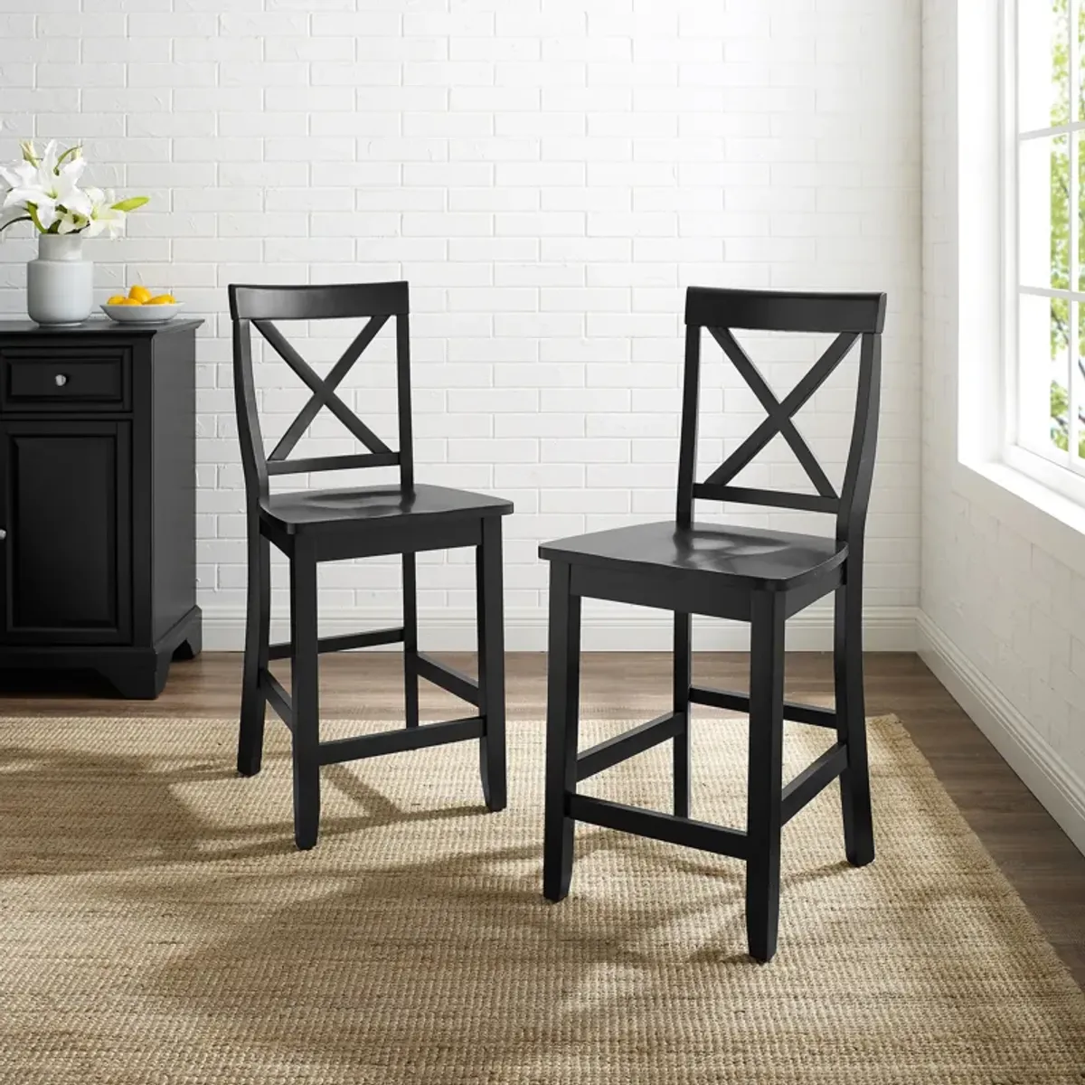 Kempton Set of 2 Counter-Height Stools - Black