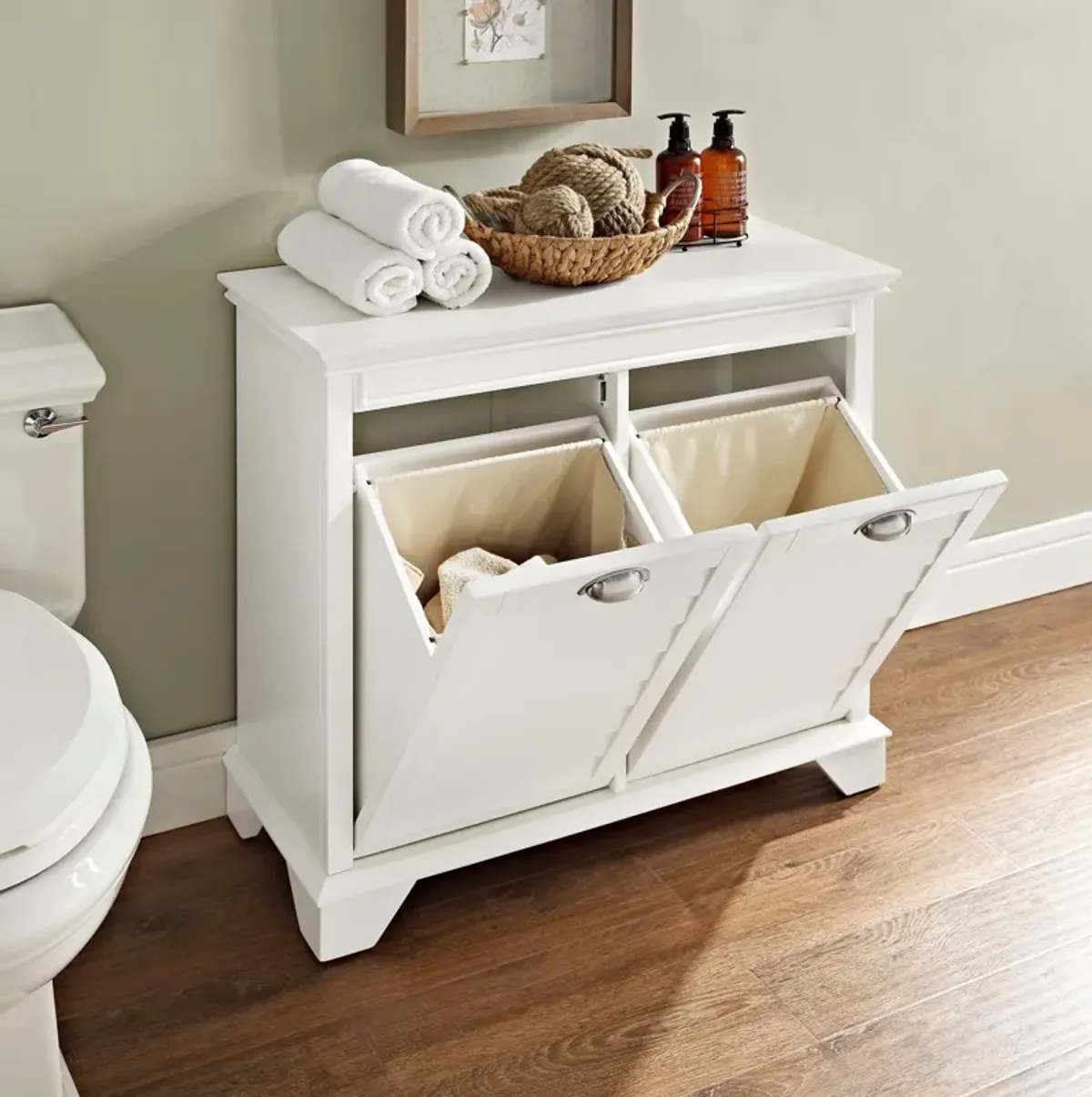 Beckinsale Linen Hamper - White