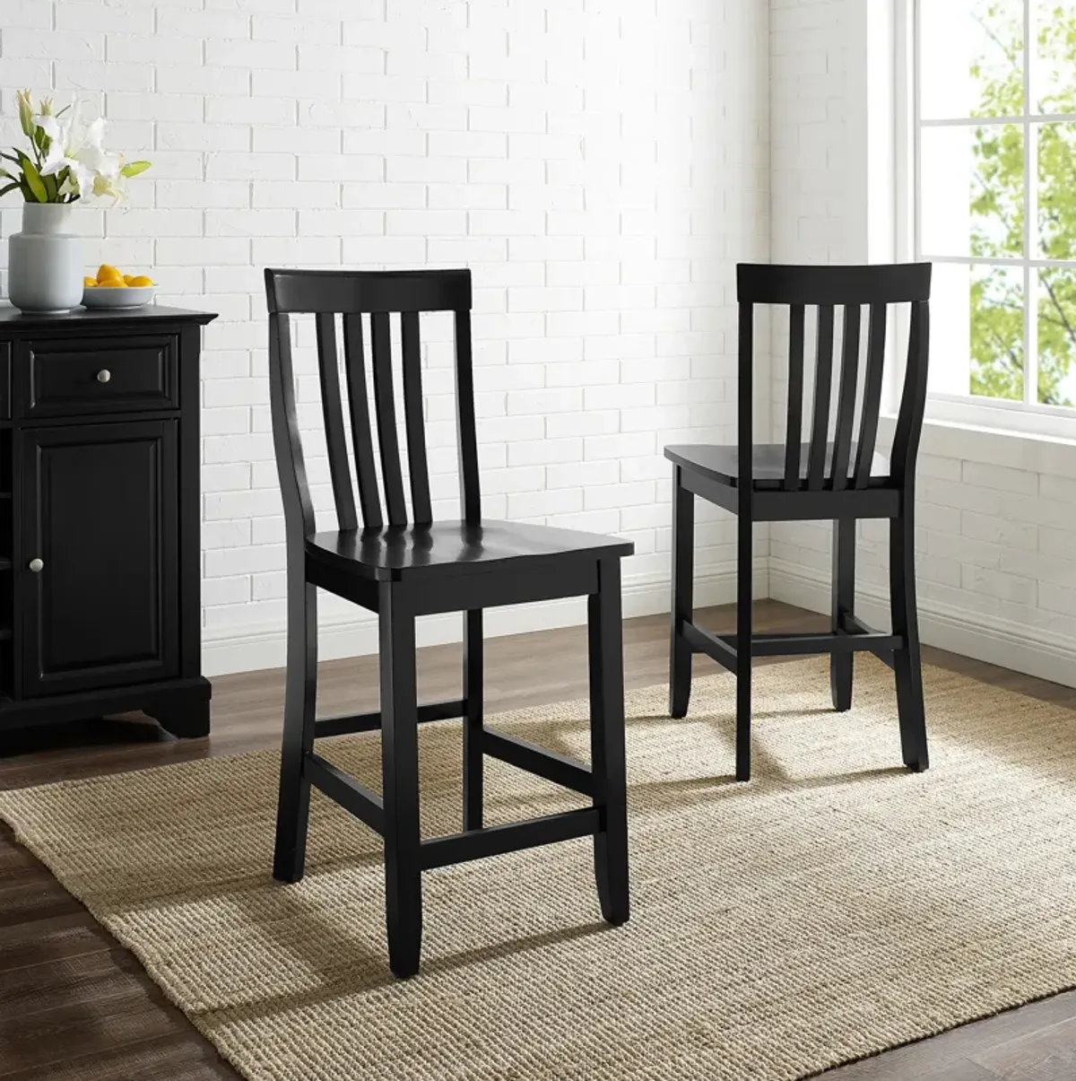 Melrose Set of 2 Counter-Height Stools - Black