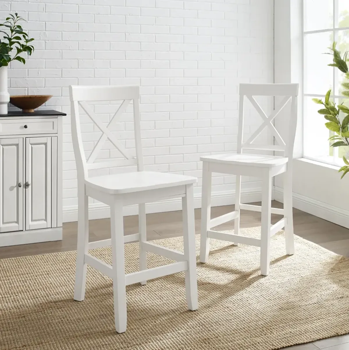 Kempton Set of 2 Counter-Height Stools - White