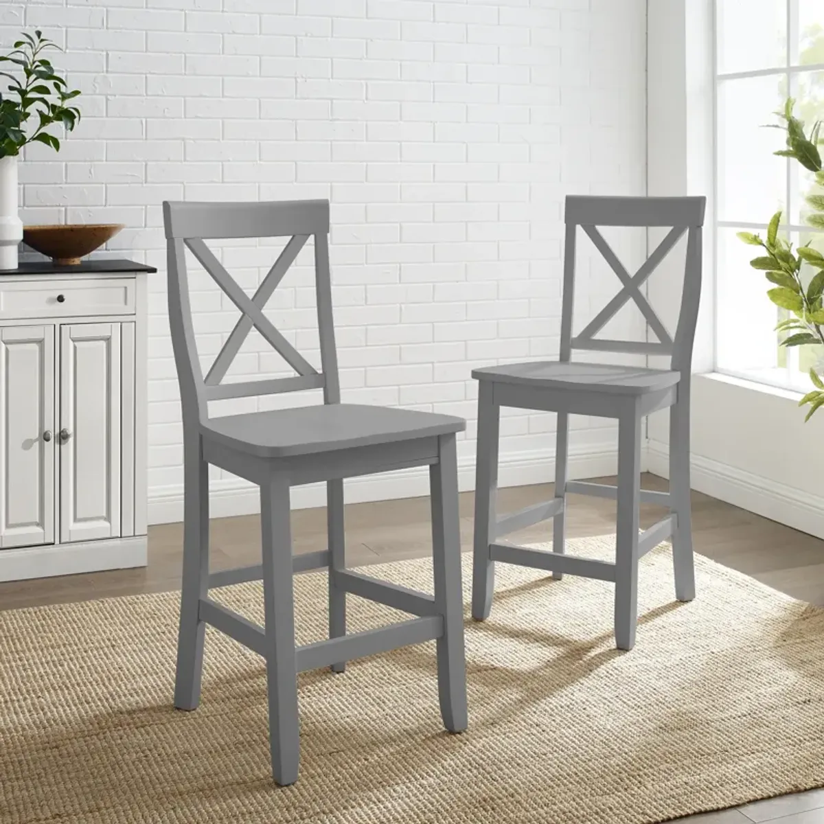 Kempton Set of 2 Counter-Height Stools - Gray