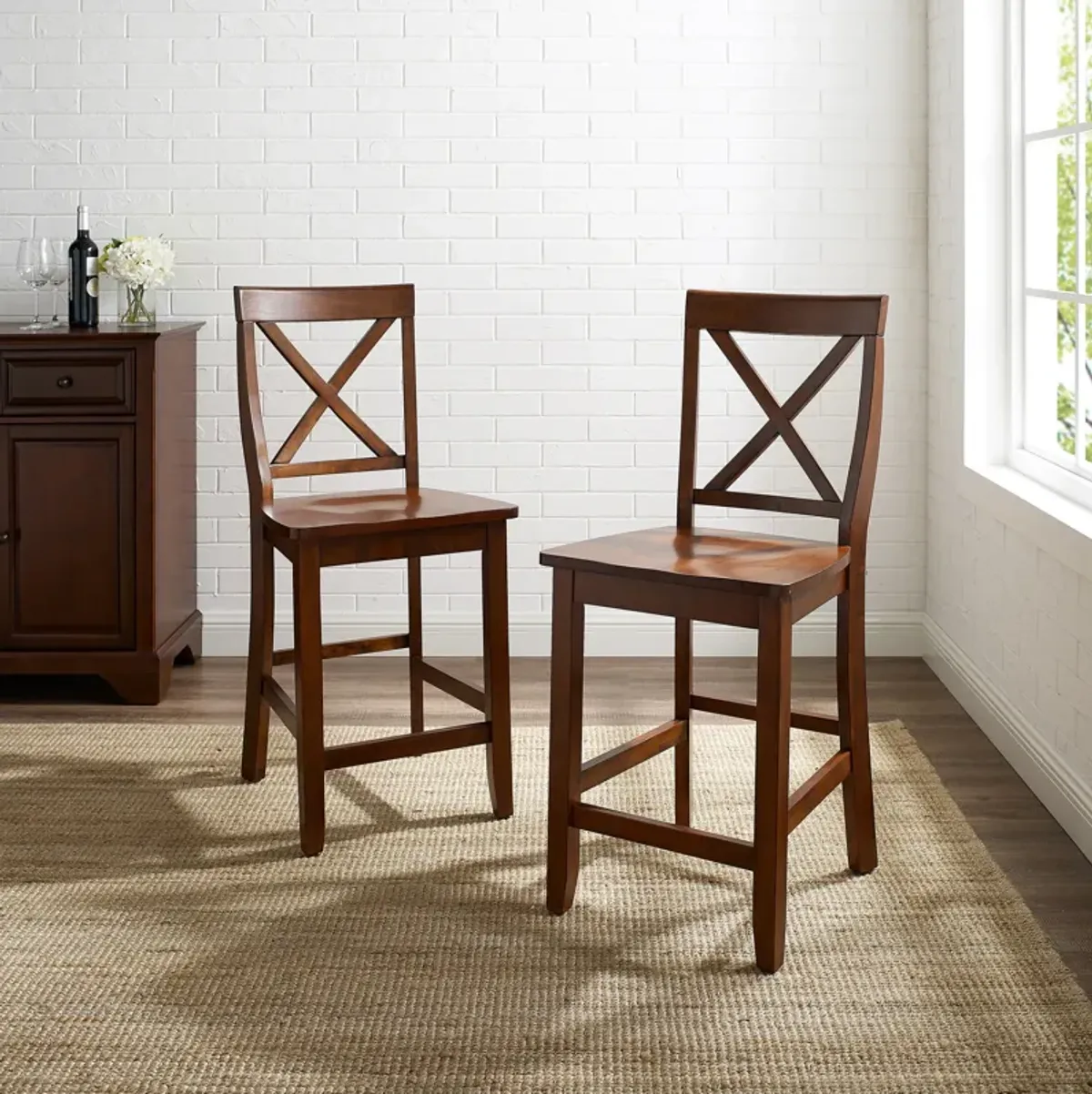 Kempton Set of 2 Counter-Height Stools - Brown