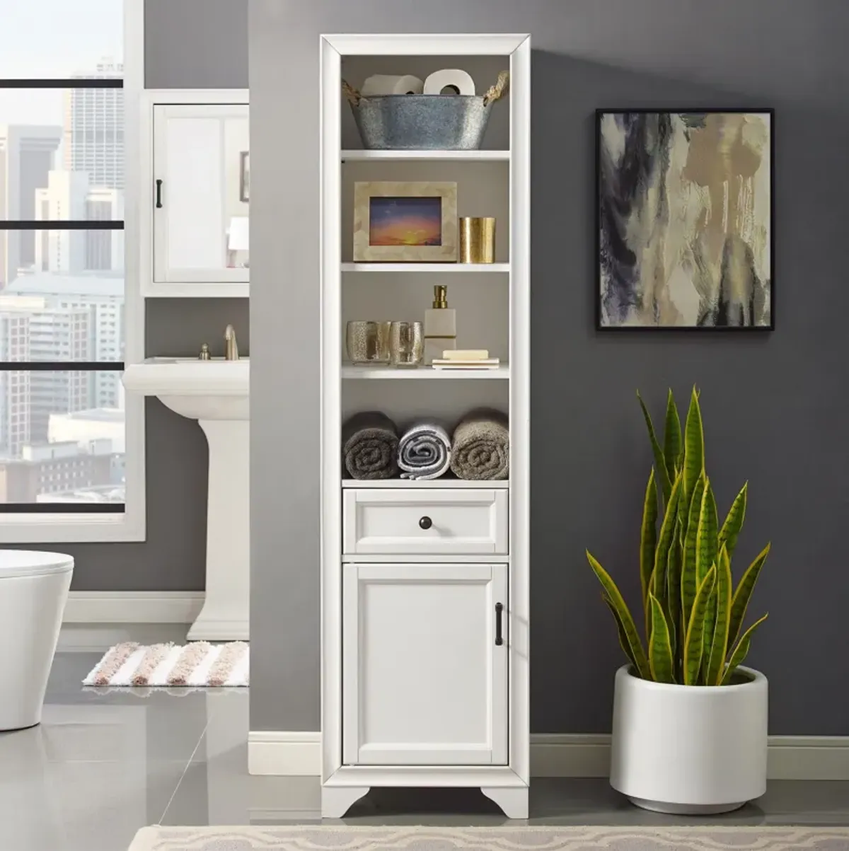 Pierre Linen Cabinet - White