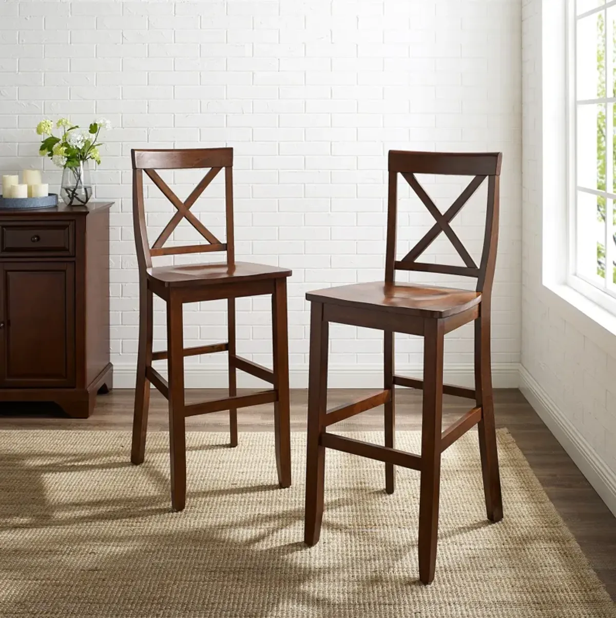 Kempton Set of 2 Bar Stools - Brown