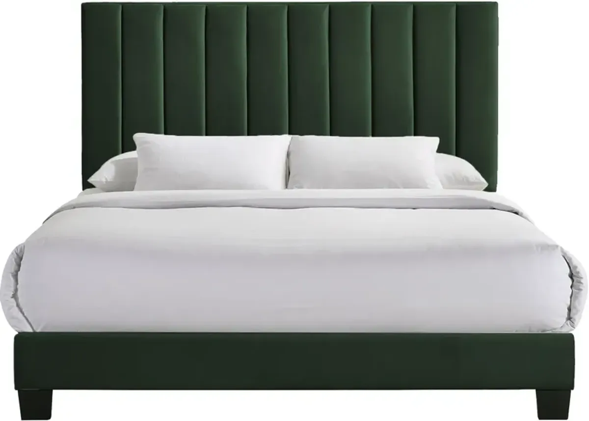 Joline Bed and 2 Nightstands - Green